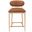 Riccio Vegan Leather Upholstered Stool In Cognac and Stained Natural