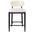 Riccio Vegan Leather Upholstered Stool In Cream and Stained Black