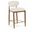 Riccio Vegan Leather Upholstered Stool In Cream and Stained Brown