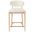 Riccio Vegan Leather Upholstered Stool In Cream and Stained Natural