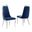 Ricky Side Chairs Set of 2 In Navy Blue Velvet and Chrome