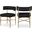 Rivage Durable Linen Textured Fabric Dining Chair Set of 2 In Black/Brushed Gold