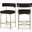 Rivage Durable Linen Textured Fabric Stool Set of 2 In Black/Brushed Gold