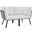 Riverside 2 Piece Outdoor Patio Aluminum Sectional Sofa Set In Gray and White