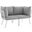 Riverside 2 Piece Outdoor Patio Aluminum Sectional Sofa Set In White and Gray
