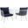 Riverside White Navy Outdoor Patio Aluminum Arm Chair Set of 2