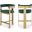 Romeo Boucle Fabric Counter Stool Set of 2 In Green/Brushed Gold