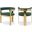 Romeo Boucle Fabric Dining Chair Set of 2 In Green/Brushed Gold