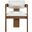 Sacha Linen Textured Fabric Dining Chair Set of 2 In Brown and Cream