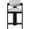 Sacha Linen Textured Fabric Stool In Black and Grey