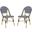 Salcha Navy, White and Light Brown Indoor/Outdoor French Bistro Stacking Side Chair Set of 2