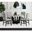 Salem Round Dining Room Set with Faux Marble Top In Black and Grey