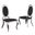Sally Classy Round Back Side Chairs Set of 2 In Black Velvet and Silver Legs