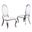 Sally Classy Round Back Side Chairs Set of 2 In White Faux Leather and Silver Legs