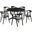 Santana 7 Piece Round Wood Dining Set In Black