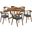 Santana 7 Piece Round Wood Dining Set In Walnut/Blue