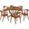 Santana 7 Piece Round Wood Dining Set In Walnut/Orange