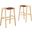Saoirse Faux Leather Wood Bar Stool Set of 2 In Natural Brown