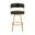 Saturn 30 Inch Swivel Barstool with Gold Brushed Stainless Steel and Black Faux Leather