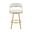 Saturn 30 Inch Swivel Barstool with Gold Brushed Stainless Steel and White Faux Leather