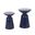 Serenita Outdoor Iron Side Tables with Flared Design In Navy Blue - Set of 2