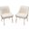 Set of 2 Quinn Dining Chairs with Vertical Outside Pleat Detail and Contoured Arm in Cream Velvet with Brushed Gold Metal Leg