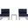 Shore Silver Navy 3 Piece Outdoor Patio Aluminum Sectional Sofa Set