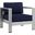 Shore Silver Navy Outdoor Patio Aluminum Arm Chair