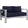 Shore Silver Navy Outdoor Patio Aluminum Loveseat