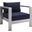 Shore Sunbrella Fabric Aluminum Outdoor Patio Armchair In Silver/Navy