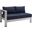 Shore Sunbrella Fabric Aluminum Outdoor Patio Left-Arm Loveseat EEI-4223-SLV-NAV