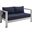 Shore Sunbrella Fabric Aluminum Outdoor Patio Loveseat EEI-4226-SLV-NAV