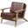 Sigrid Mid-Century Modern Dark Brown Faux Leather Effect Fabric Upholstered Antique Oak Finished Wood Armchair