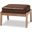Sigrid Mid-Century Modern Dark Brown Faux Leather Effect Fabric Upholstered Antique Oak Finished Wood Ottoman