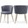 Skylar Velvet Dining Chair Set of 2 In Grey/Brushed Gold