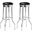 Retro Upholstered Top Bar Stools Black and Chrome Set of 2