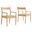 Solara Fabric Wood Dining Armchairs Set of 2 In Natural and Heathered Weave Beige