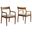Solara Fabric Wood Dining Armchairs Set of 2 In Walnut and Heathered Weave Beige