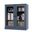 Solid Wood 3-Shelf Bookcase With Clear Glass Doors And Adjustable Shelves In Antique Blue