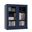 Solid Wood 3-Shelf Bookcase With Clear Glass Doors And Adjustable Shelves In Navy Blue