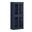 Solid Wood 32" Pantry Cabinet With Clear Glass Doors And Adjustable Shelves In Navy Blue