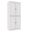 Solid Wood 6-Shelf Bookcase With Raised Panel Doors And Adjustable Shelves In White