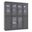 Solid Wood 65" Pantry China Cabinet With Frosted Glass Doors And 2-Drawers In Gray