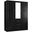 Cosmo 3-Door Wardrobe with Mirrored Door In Black