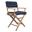 Solid Wood Director Chair with Navy Blue Cushion In Brown and Navy Blue
