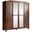 Solid Wood Kyle 4-Door Wardrobe With Mirrored Doors In Mocha