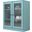 Solid Wood Tv Stand With Clear Glass Doors And Adjustable Shelves In Aqua