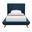 Solid Wood Twin Upholstered Linen Bed In Denim Blue