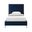 Solid Wood Twin Upholstered Velvet Bed with Nailhead Trim In Navy Blue