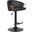 Solstice Adjustable Black Faux Leather Swivel Barstool with Black Powder Coated Finish and Gold Accents